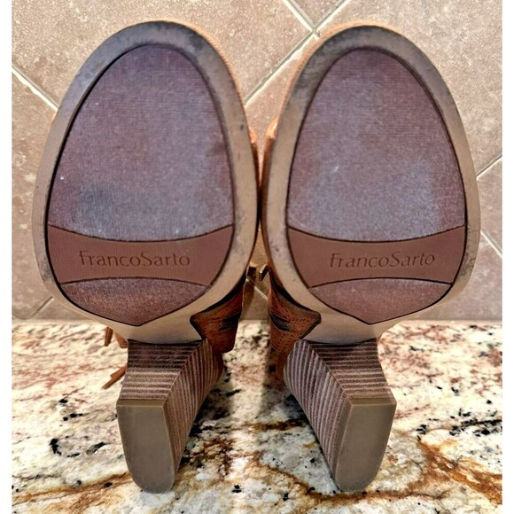 Women's Franco Sarto 'Fina 2' Rust Brown Suede Open Toe Bootie Heel Size 10 M - Picture 7 of 7